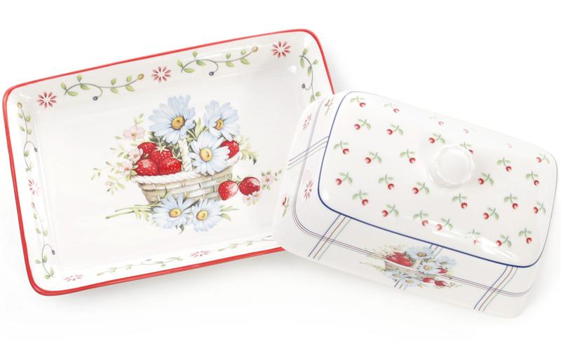 Масленка фарфоровая Земляничная фантазия 18х12,5х8 см (BD-940-141) - фото 2