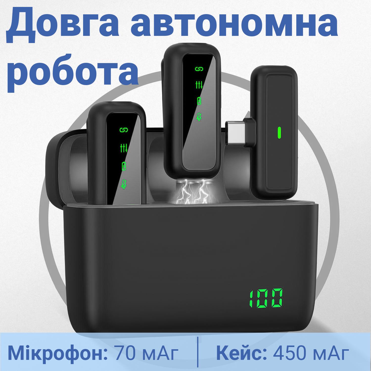 Микрофон двойной петличный с зарядным кейсом Savetek P34-2 Type-C для Android смартфонов/планшетов беспроводной до 20 м - фото 11