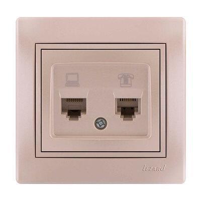 Розетка Mira PC+TF евро Жемчужно-белый/перламутровый (701-3030-143)