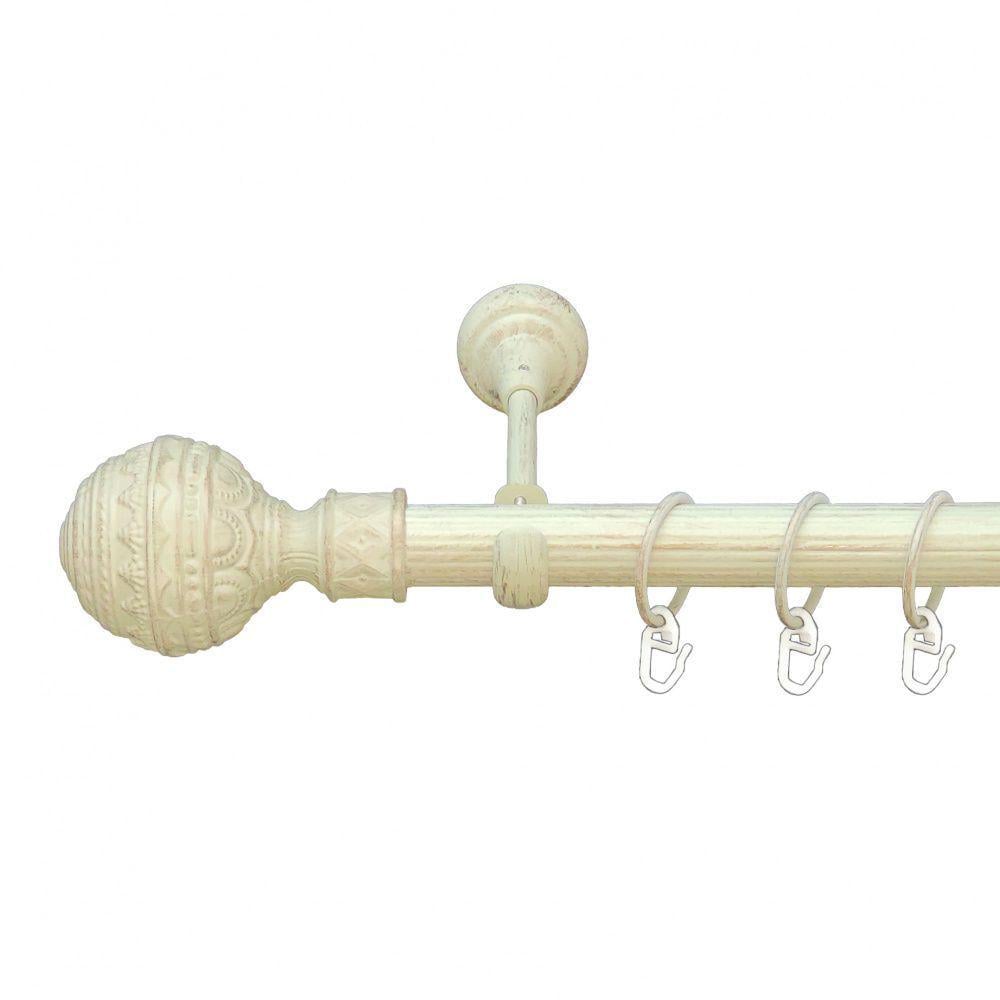 Карниз Orvit Арабеска металевий однорядний відкритий рифлена труба кільце металеве 25 мм 240 см Біле Золото (6951144)