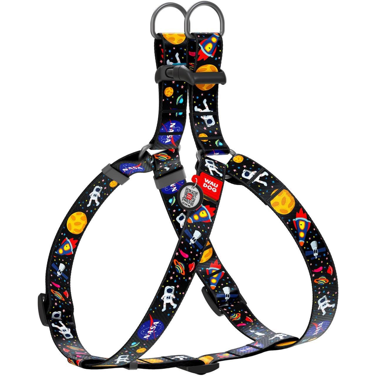 Шлей для собак нейлоновый Waudog Nylon с QR паспортом NASA 50- 75 см 20 мм (5020)