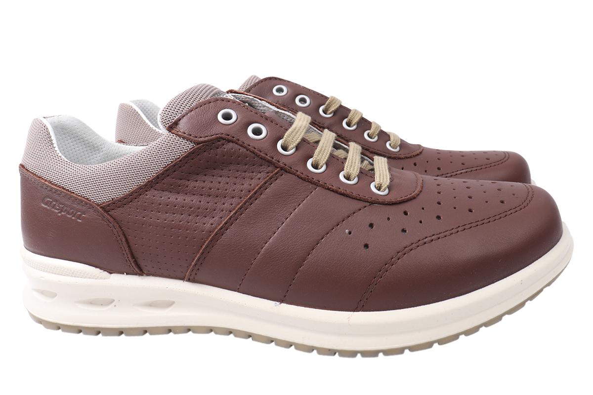 Кроссовки мужские Gri Sport из кожи на низком ходу на шнуровке р. 43 Коричневый (84-21DTS)