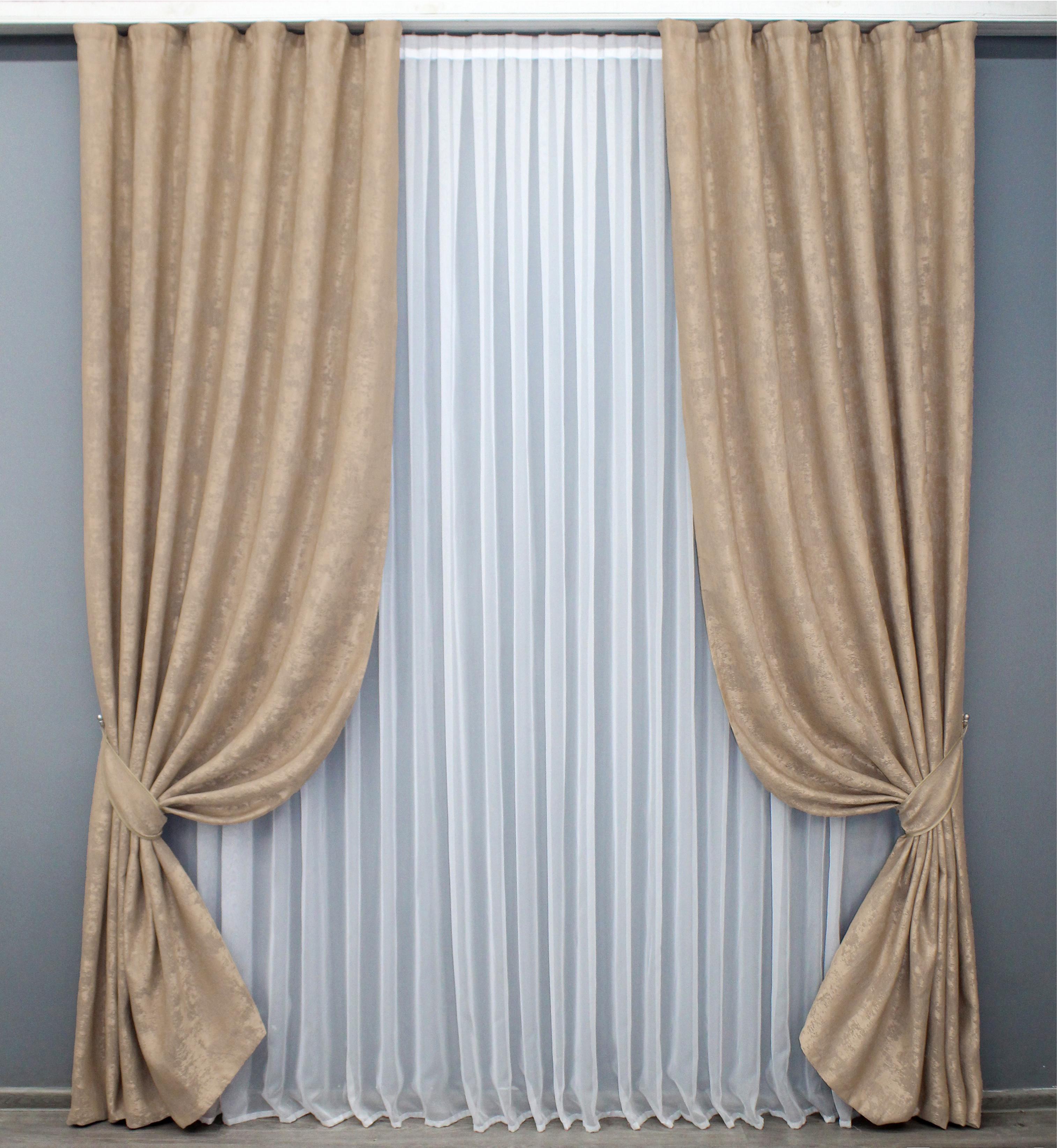 Комплект готовых штор VR-Textil Жаккард Sultan YL №1699ш 150х270 см 2 шт. Темно-бежевый (33-0597) Комплект готовых штор VR-Textil Жаккард Sultan YL №1699ш 150х270 см 2 шт. Темно-бежевый (33-0597)