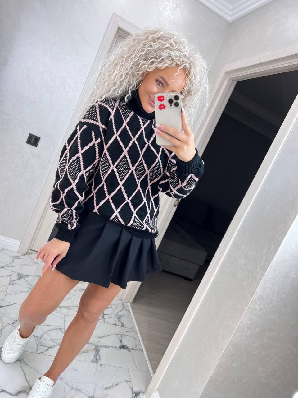 Светр жіночий Єва під горло р. 44-52 Чорний (240/а-нс)