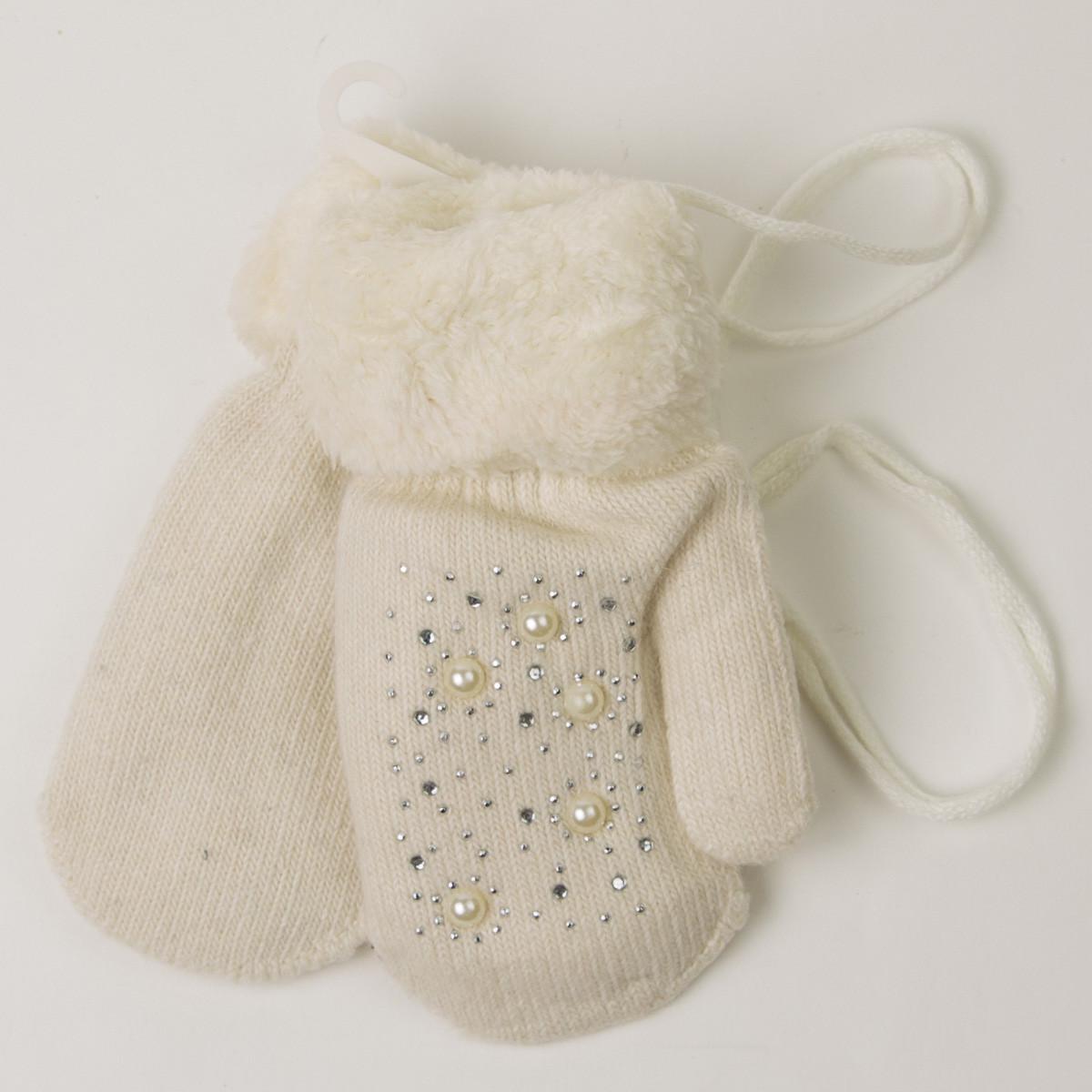 Варежки для девочек с меховой подкладкой на 5-7 лет 19-7-67 Белый (DR010157)