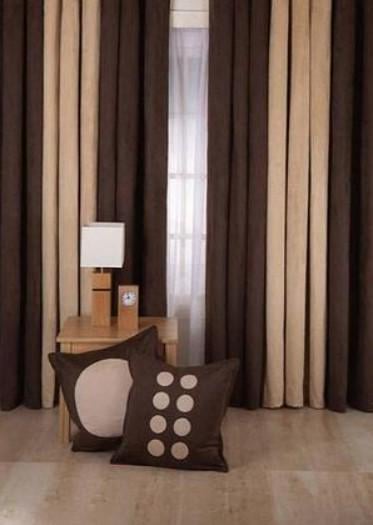 Комплект штор из микровелюра 2х2,7 м 2 шт. Коричневый/бежевый (7034ш2)