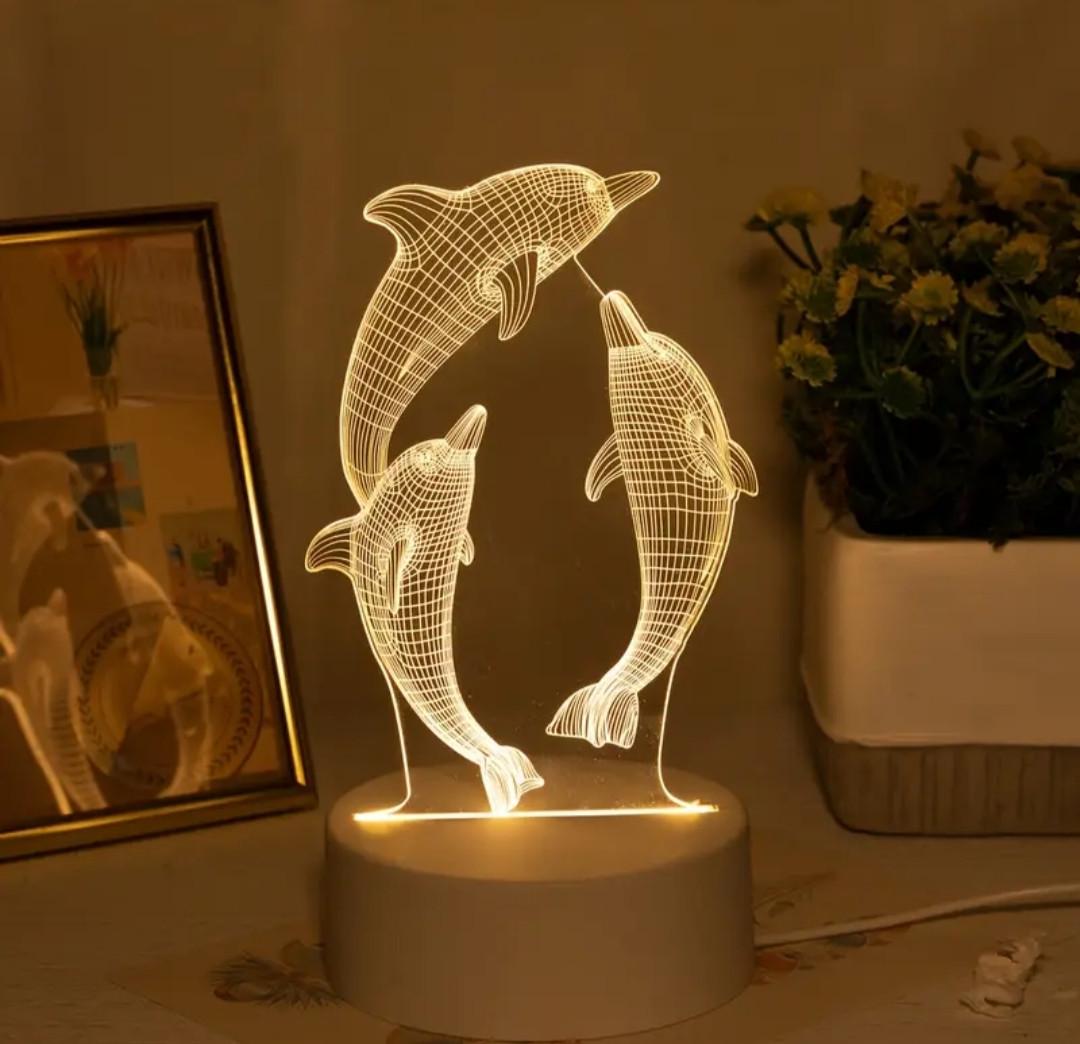 Ночник 3D Дельфины с LED-подсветкой акриловый (2688826078) - фото 2