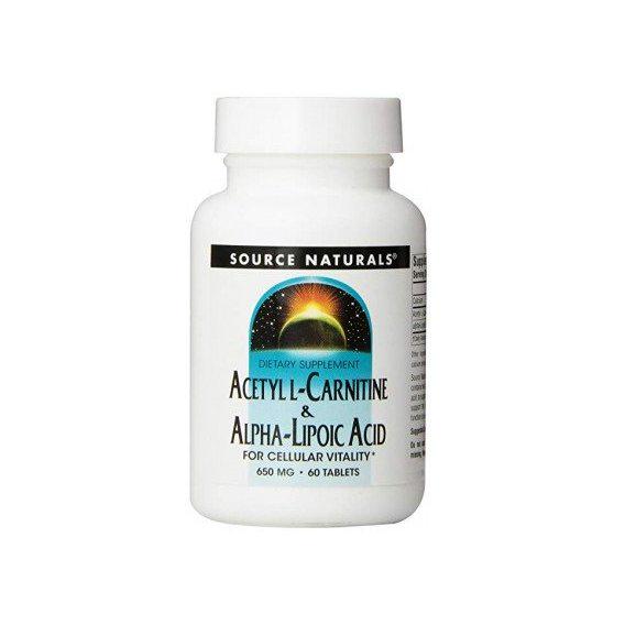 Комплекс Ацетил/Карнітін Source Naturals Acetyl L-Carnitine & Alpha Lipoic Acid 650 мг 60 Tabs