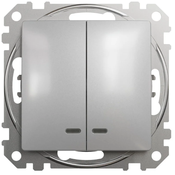 Выключатель двойной Schneider Sedna Design алюминий (28518593) Выключатель двойной Schneider Sedna Design алюминий (28518593)