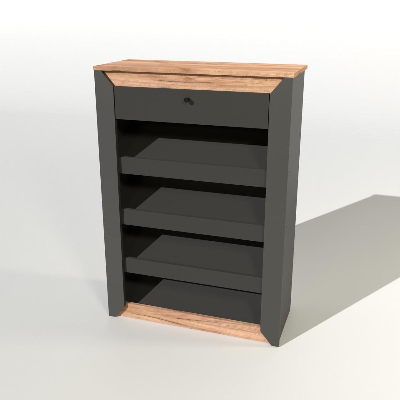 Тумба для обуви Эверест Нордик-800 80х32х113 см Графит/Дуб крафт золотой (DTM-5548)