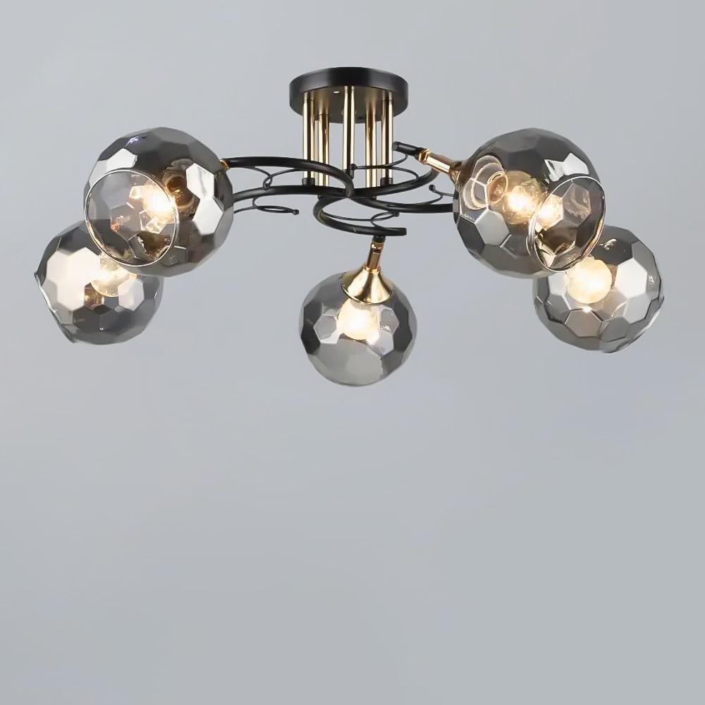 Люстра потолочная Light House SR-19352/5 COFFEE-FGD E27 600х240 мм Кофейный/Золотой/Серый