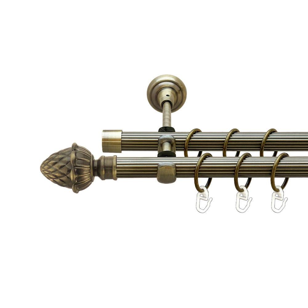 Карниз Orvit Цинара металевий дворядний відкритий рифлена труба кільце металеве 19/19 мм 240 см Антик (00-00022155)