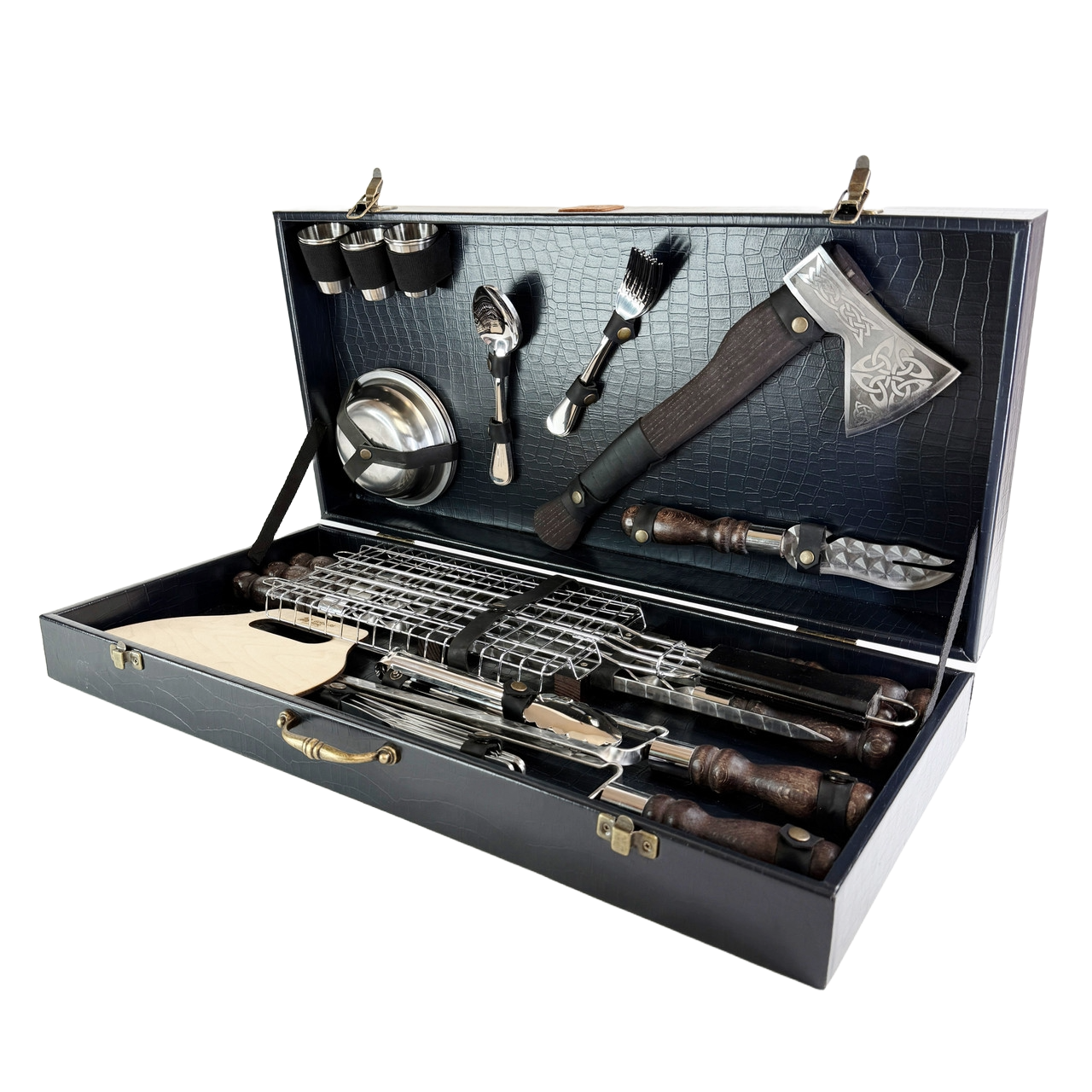 Набір для шашлику Зубр 2.0 ELIT подарунковий в шкіряній коробці (BS69)