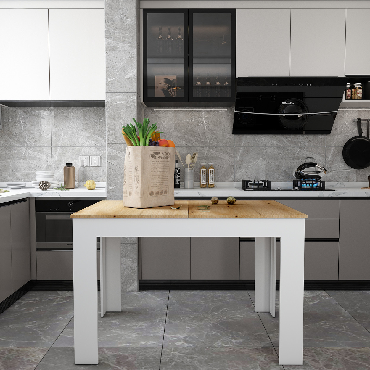 Стол Doros Флинт 120/170х80х78 см Белый/Дуб Артизан (41510130) - фото 3 Стол Doros Флинт 120/170х80х78 см Белый/Дуб Артизан (41510130) - фото 3