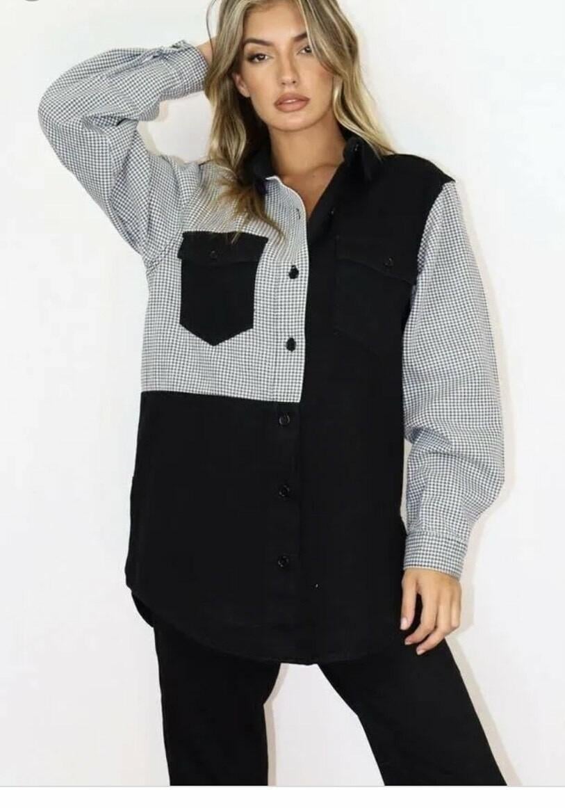 Рубашка Missguided Клеточка р. 34 Черный (G1807817)