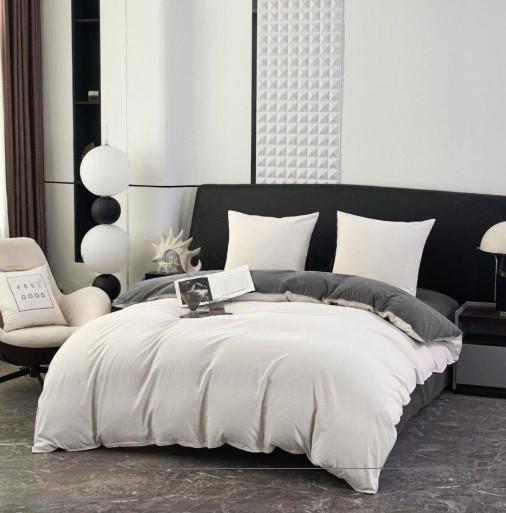 Комплект постельного белья L&M Home Textiles из вареного хлопка двуспальный 180х220 см Молочный (2946369424)