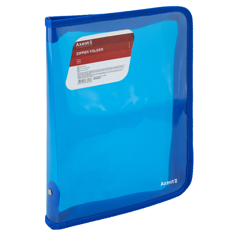Папка объемная на молнии Axent B5 Прозрачный/Синий (1802-22-A)