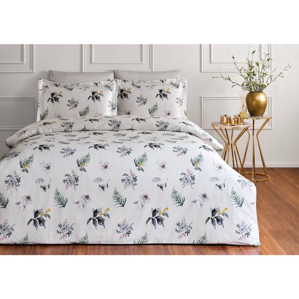 Комплект постельного белья Tivolyo Home Fleurs gri делюкс сатин евро (2000022283017)