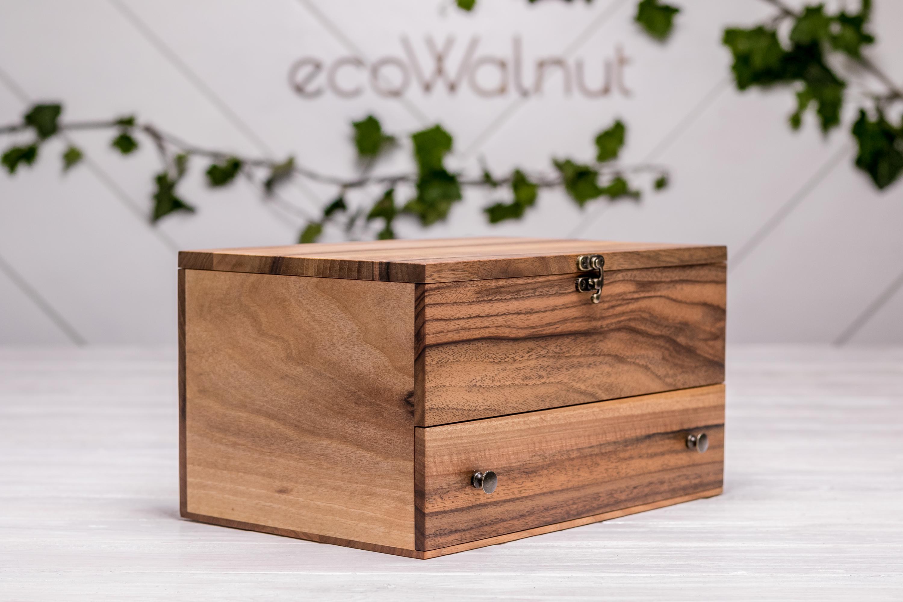 Коробочка EcoWalnut для 8 часов с деревянной крышкой с ящиком (EB-4.5) - фото 5