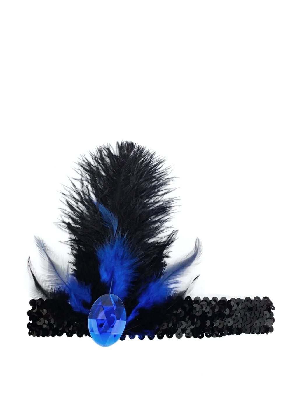 Резинка на голову c пером и камнем (11-356BLK-BLK-BL) Резинка на голову c пером и камнем (11-356BLK-BLK-BL)