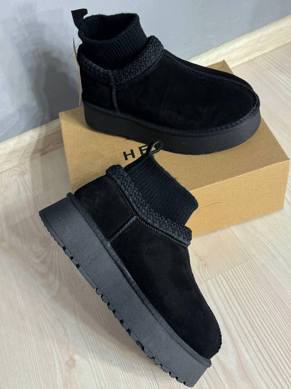 Угги женские Hengji 90-1 с носком и вышивкой натуральная замша р. 40 Черный (4953) - фото 5 Угги женские Hengji 90-1 с носком и вышивкой натуральная замша р. 40 Черный (4953) - фото 5