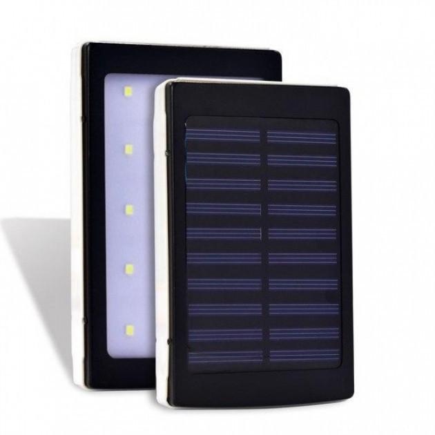 Зарядний пристрій Solar УМБ 20000 mAh із сонячною панеллю та Led лампою Чорний - фото 4