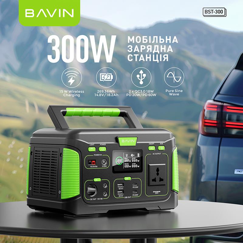 Зарядний пристрій BAVIN BST-300 300 Вт 269 Вт/год Black/Green (BST-300-BGR) - фото 3