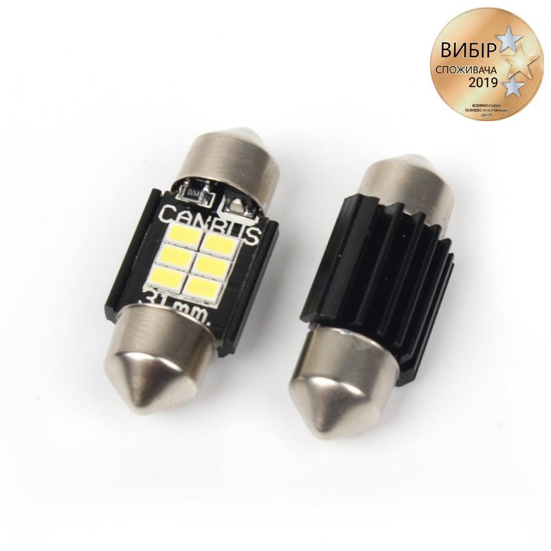 Автолампи світлодіодні Carlamp C5W софітка + canbus Т11x31 мм 2 шт. (SJ-K6-31мм) - фото 3 Автолампи світлодіодні Carlamp C5W софітка + canbus Т11x31 мм 2 шт. (SJ-K6-31мм) - фото 3