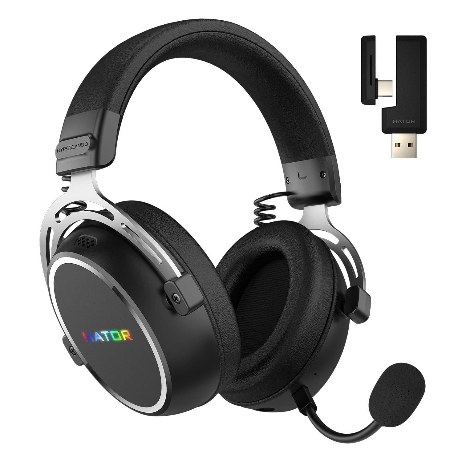 Наушники беспроводные Hator Hypergang 3 Wireless Bluetooth 5.3 и USB-ресивер Black (ESH55)