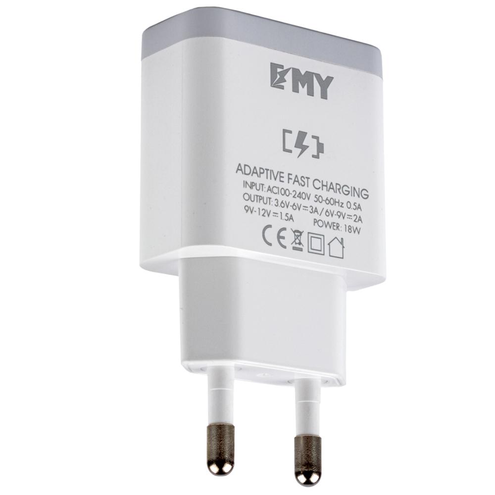 Сетевое зарядное устройство Emy MY-A301Q QС3.0 18 Вт с кабелем microUSB White (MY-A301Q-MUW) - фото 3