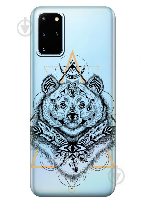 Прозрачный силиконовый чехол iSwag для Samsung Galaxy S20 Plus Медведь индеец (M1124)