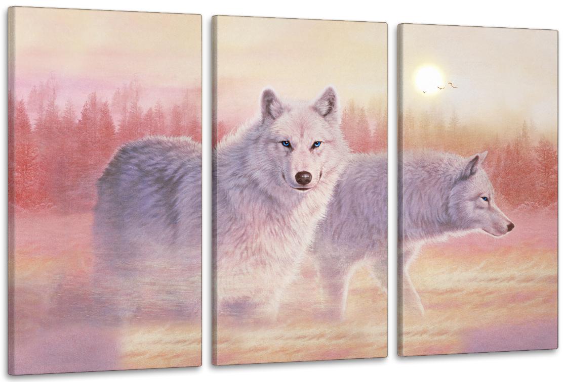 Картина модульная в гостиную/спальню Волки 53х100 см (ART-314_3A)