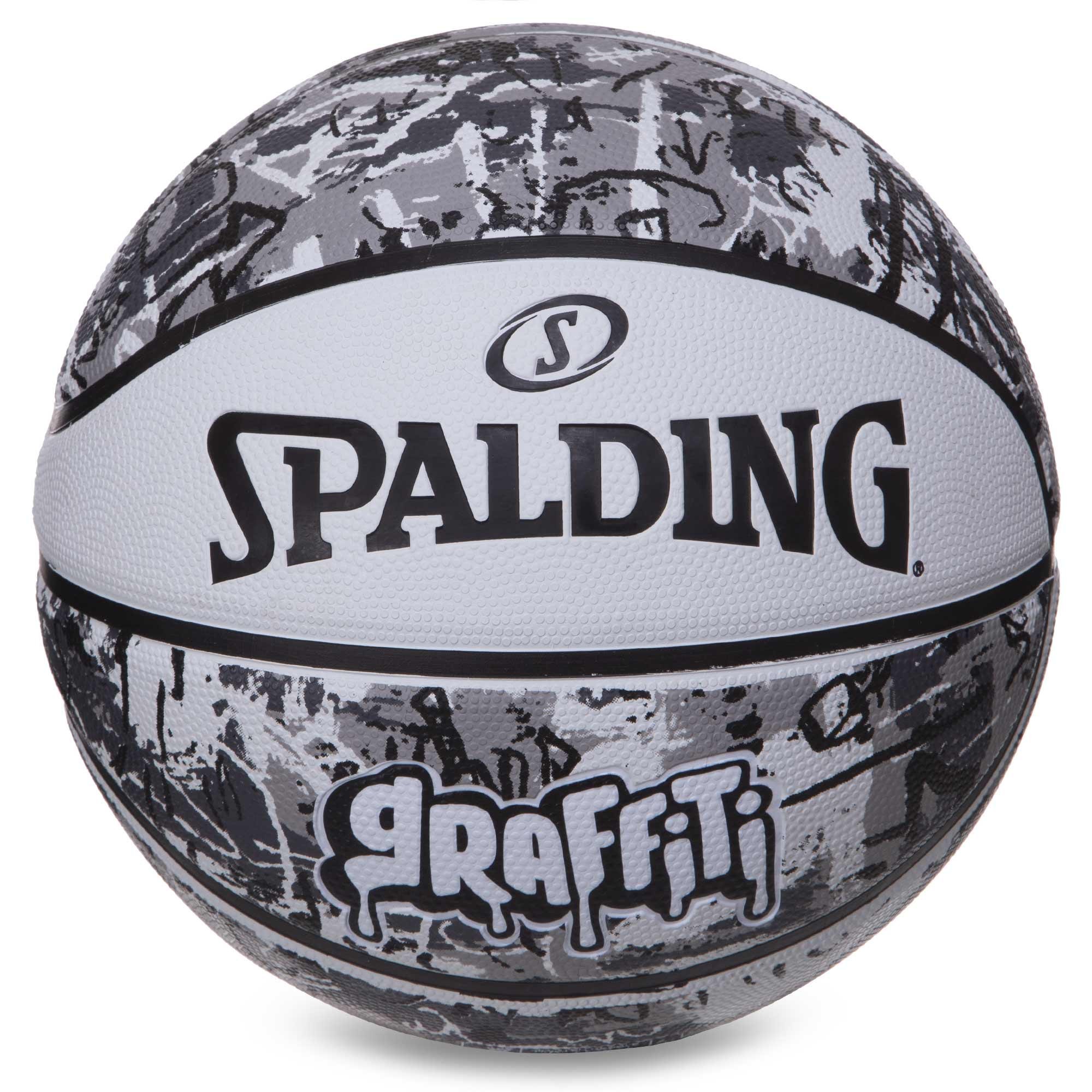 Мяч баскетбольный резиновый Zelart SPALDING 84375Y GRAFFITI №7 Белый/Черный (DR006143)