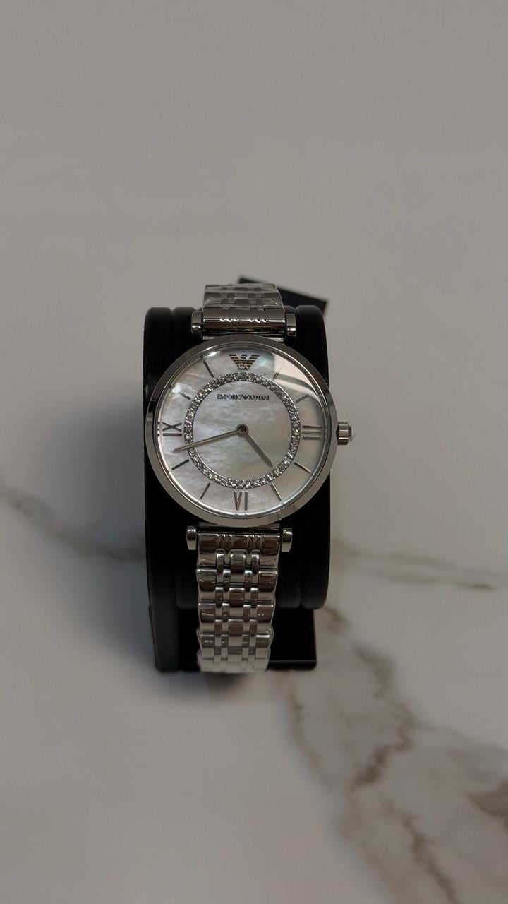 Годинник жіночий Emporio Armani Gianni T-Bar AR1908 з кристалами Swarovski Сріблястий (AR190815)