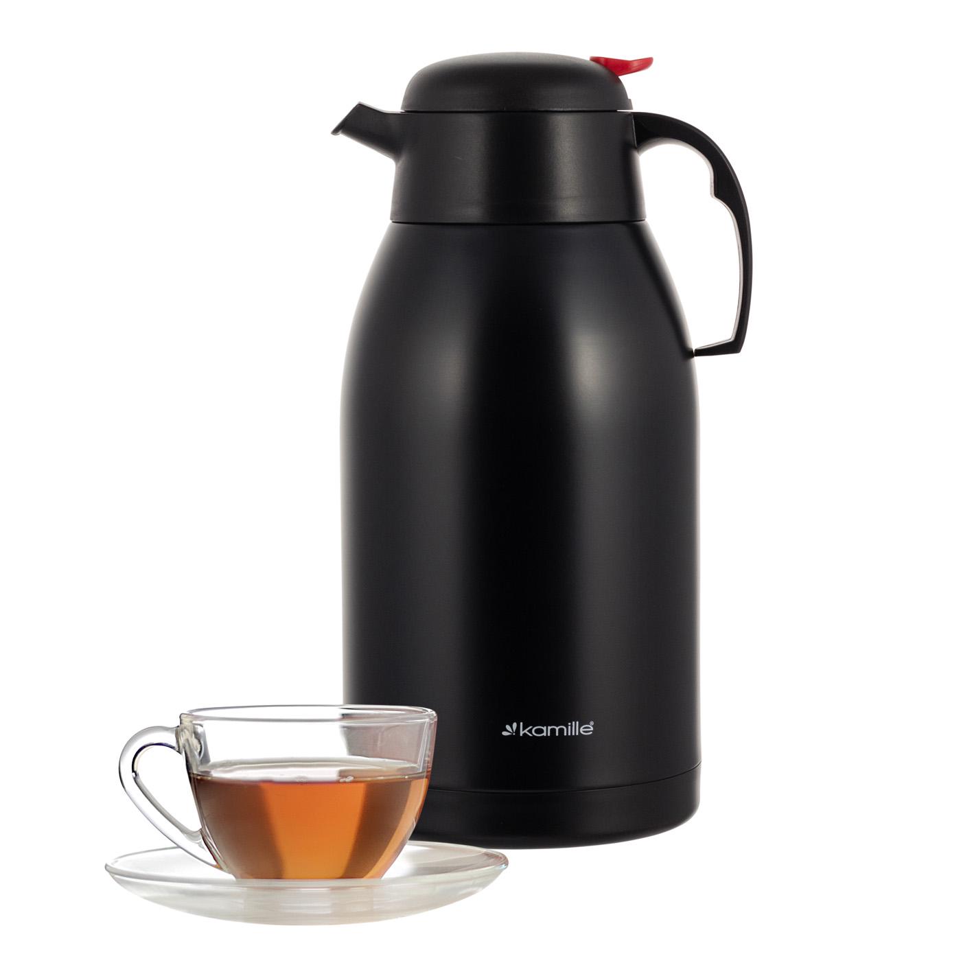 Термос із нержавіючої сталі Kamille 2,5 л Чорний матовий (2220) - фото 2 Термос із нержавіючої сталі Kamille 2,5 л Чорний матовий (2220) - фото 2