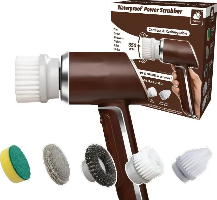 Щетка для уборки и мойки посуды беспроводная электрическая с 5 сменными насадками USB Щетка для уборки и мойки посуды беспроводная электрическая с 5 сменными насадками USB