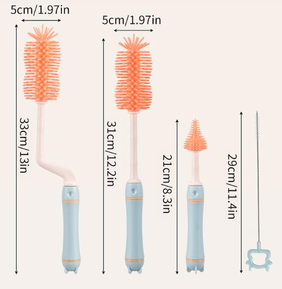 Набір йоржиків та щіток для миття пляшечок та сосок Помаранчевий з блакитним (78160857) - фото 9
