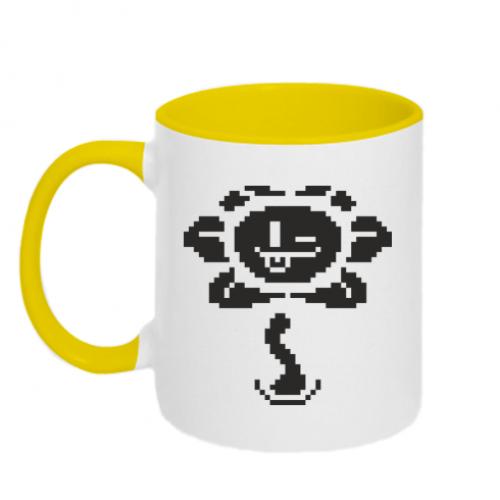 Чашка двухцветная Undertale Flowey 320 мл Белый с желтым (2596520-34-76811)