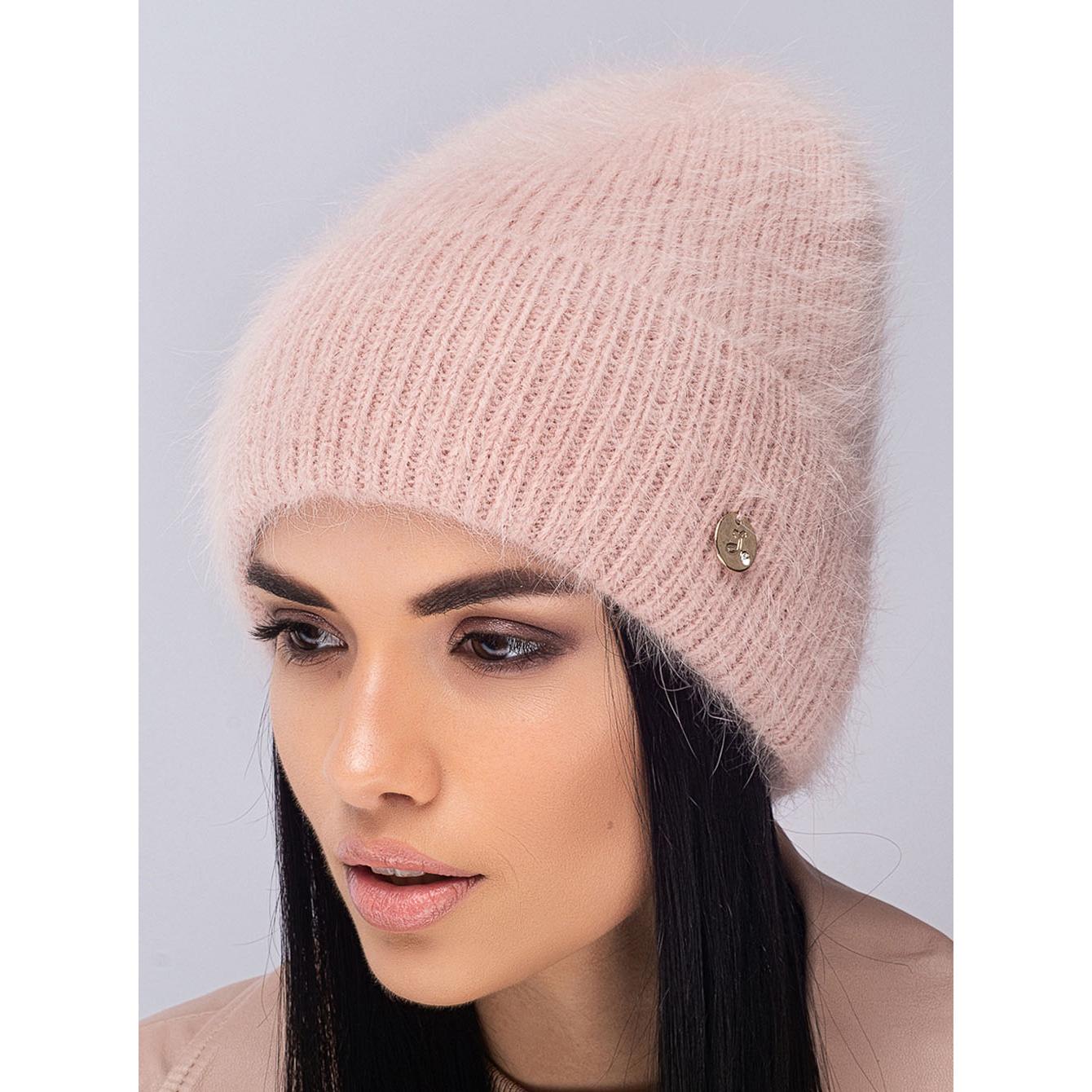 Шапка ангоровая женская Leks Коктейль one size Пудра