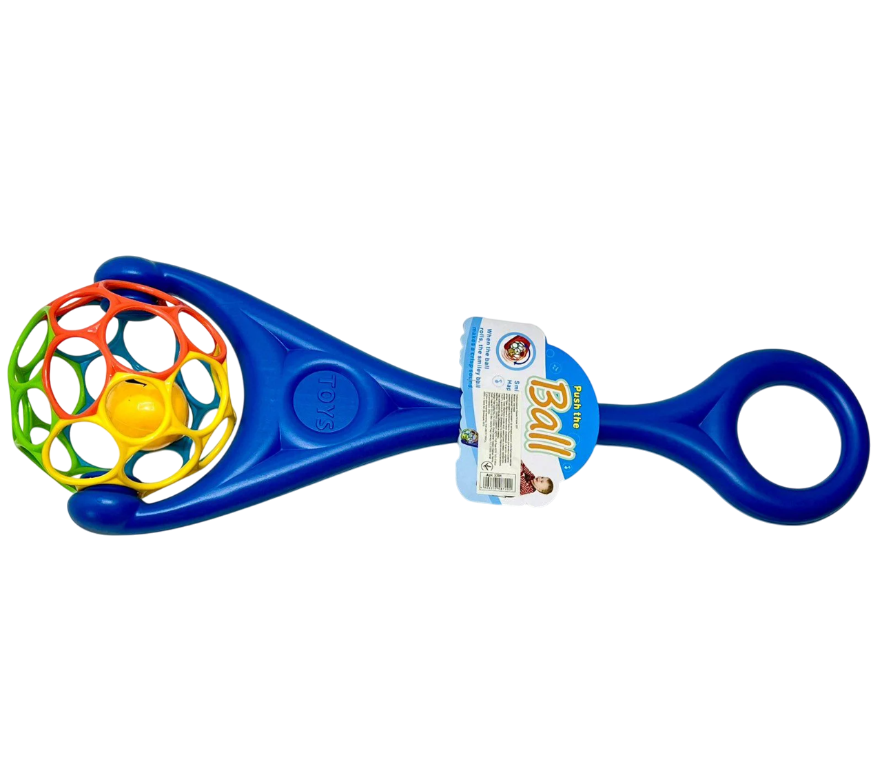 Каталка на палке для для малышей Ball звонкий шарик внутри 59 см Синий (3201)