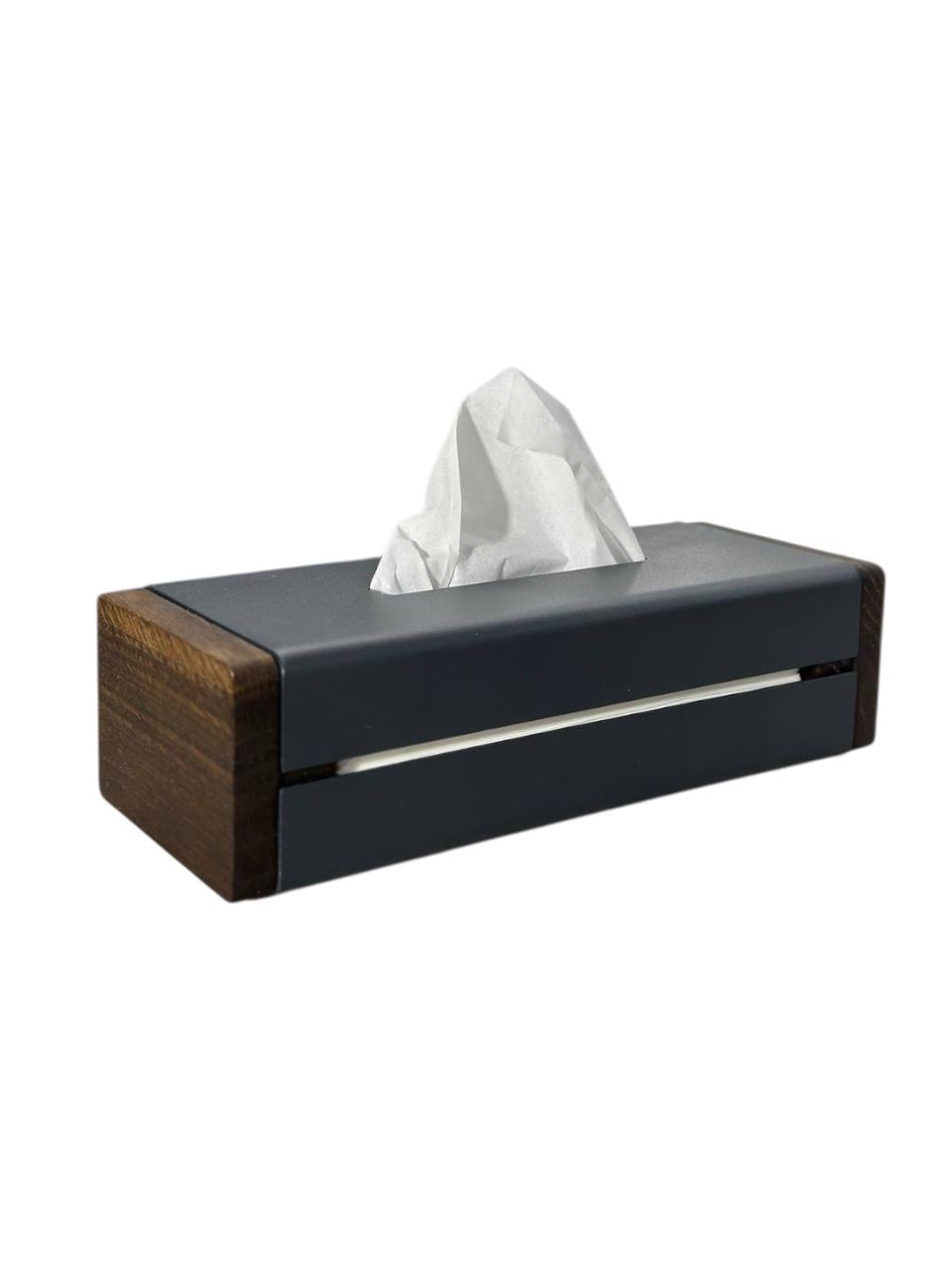 Салфетница металлическая Черный с мореным дубом