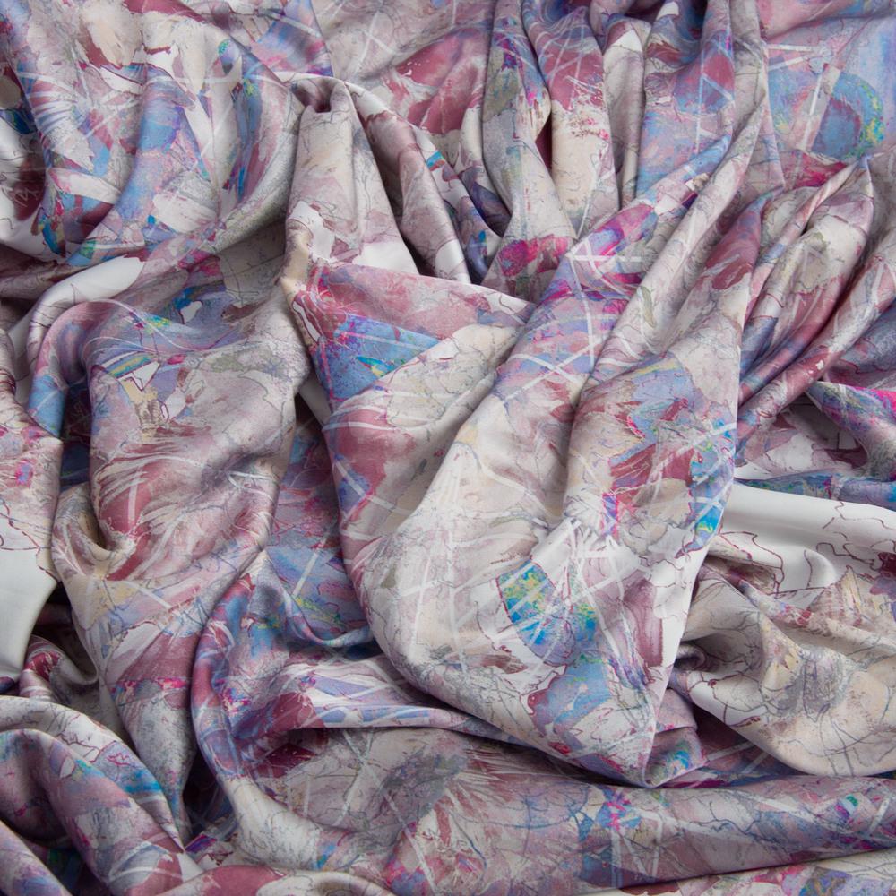 Тканина атлас шовк сатин Armani Arti Квіти Беж (20900)