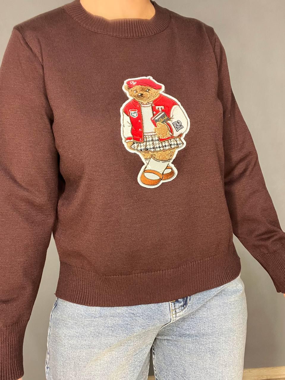 Светр жіночий A-N 2609 базовий тонкий Ведмедик середня довжина OS Червоний/Коричневий (3739) - фото 9 Светр жіночий A-N 2609 базовий тонкий Ведмедик середня довжина OS Червоний/Коричневий (3739) - фото 9