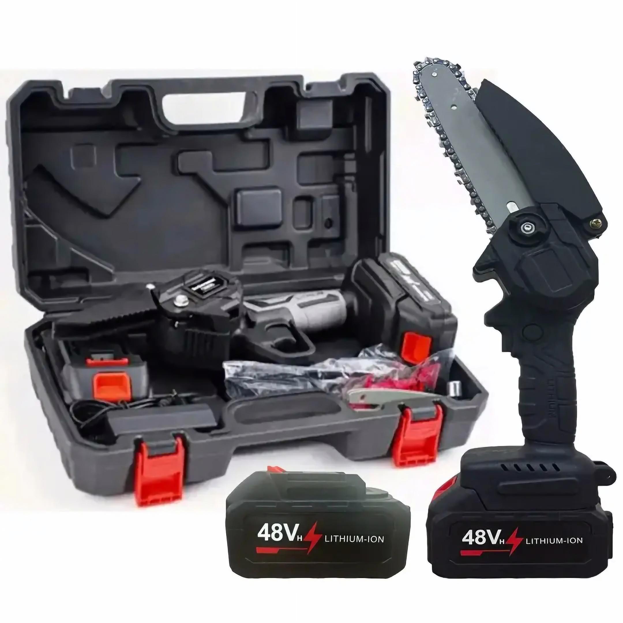 Аккумуляторная мини-пила цепная 6" с двумя аккумуляторами в кейсе 48 V 5000 mAh 550 Вт Аккумуляторная мини-пила цепная 6" с двумя аккумуляторами в кейсе 48 V 5000 mAh 550 Вт