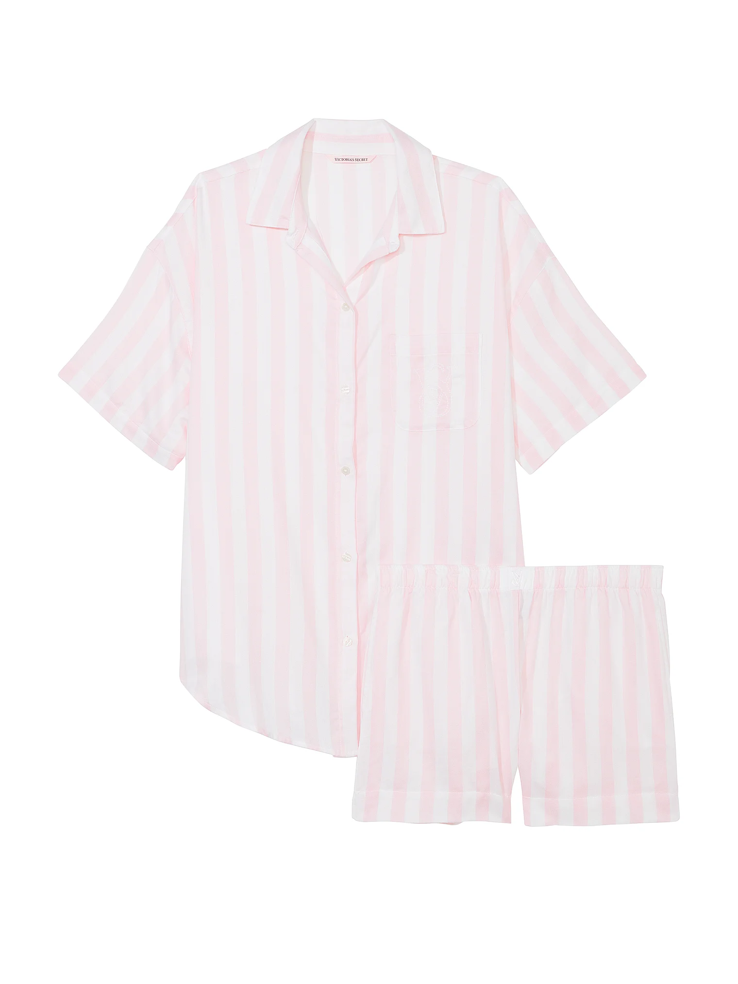 Піжама жіноча Victoria's Secret Modal-Cotton Short Pajama Set модал та бавовна S Біло-рожевий (15414111) - фото 4