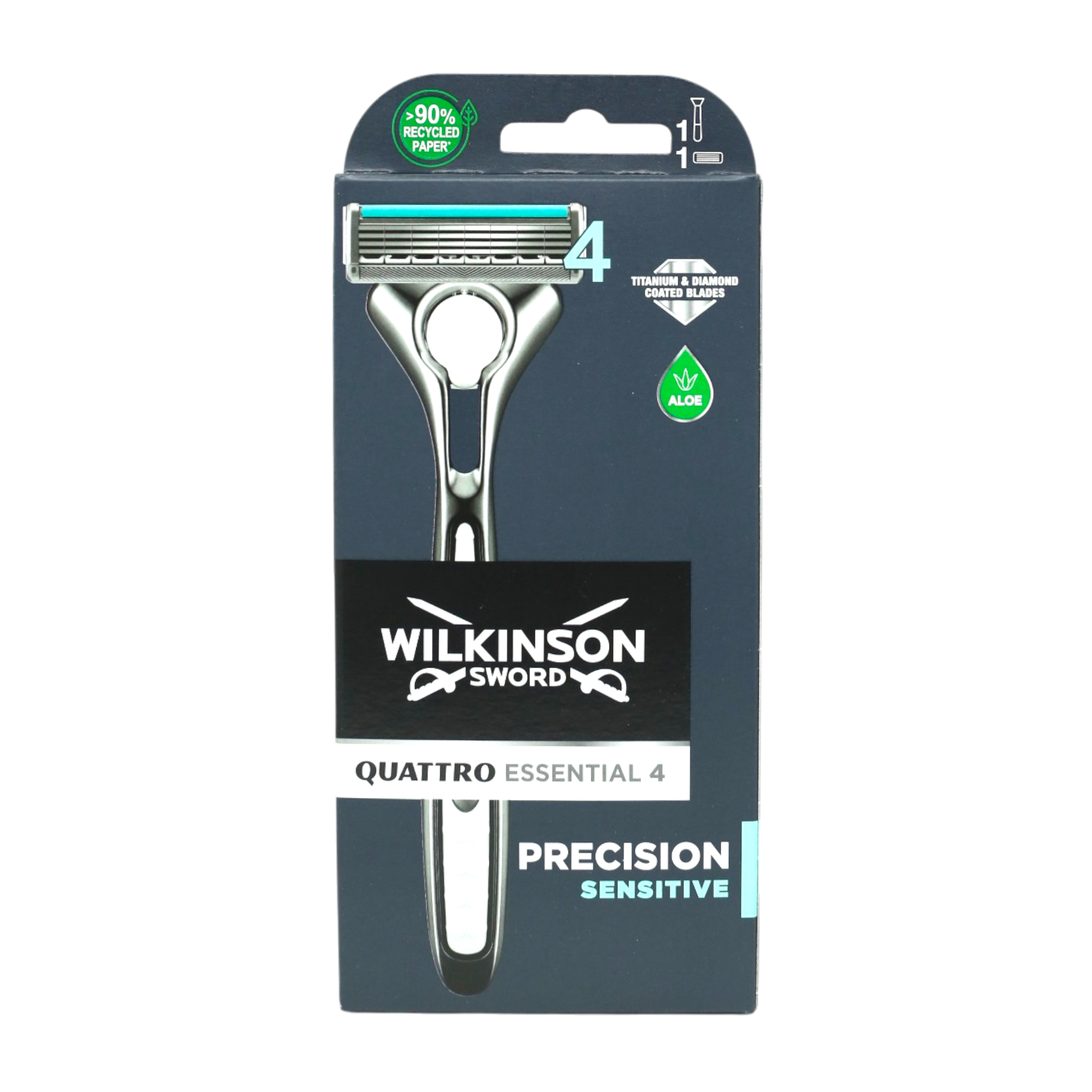 Бритва мужская Wilkinson Sword Quattro Titanium Sensitive 4 лезвия картридж (НФ-00008959)