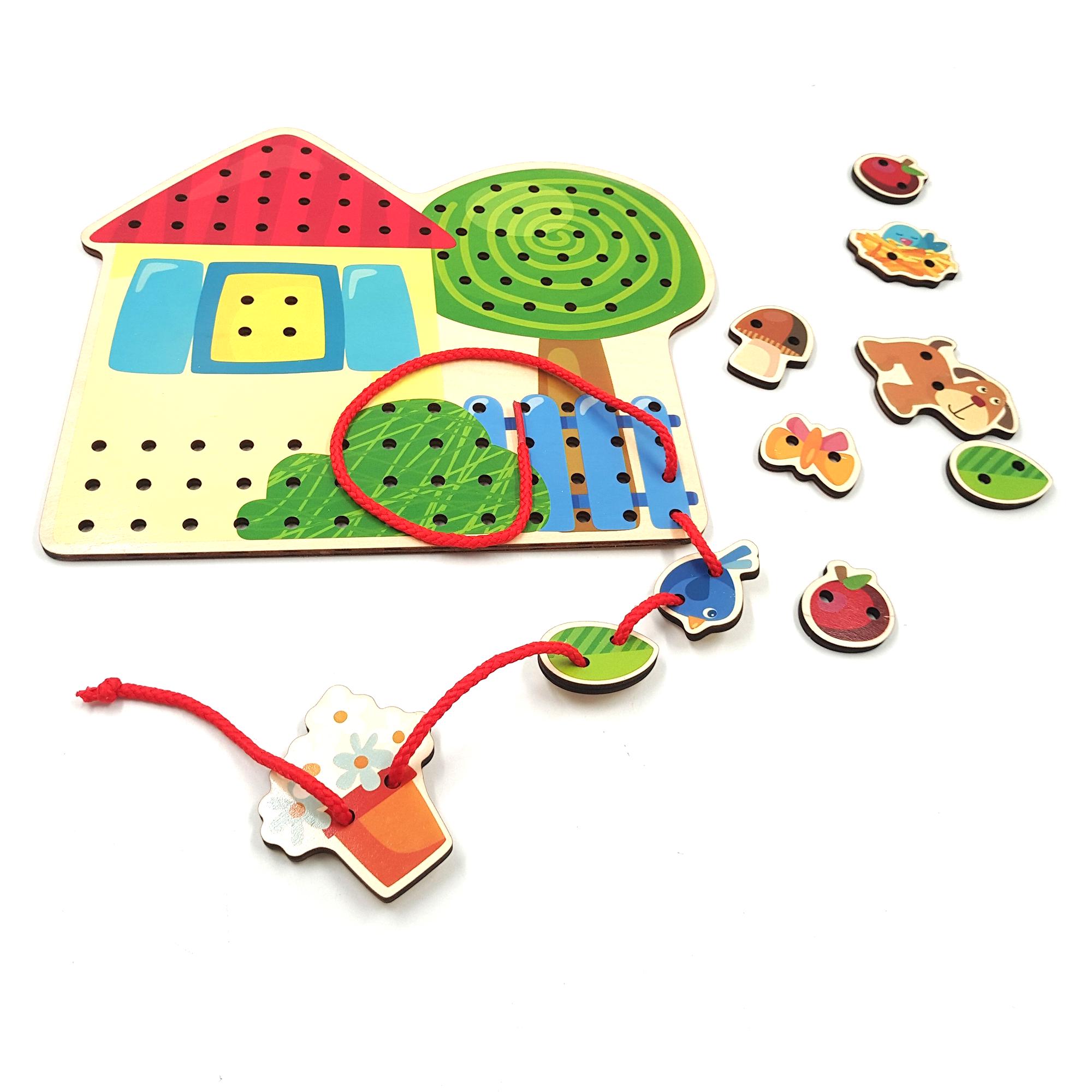 Шнурівка дерев'яна розвиваюча TK Group Збери картинку сам 26 см 10 фігурок Різнокольоровий (91605) - фото 4 Шнурівка дерев'яна розвиваюча TK Group Збери картинку сам 26 см 10 фігурок Різнокольоровий (91605) - фото 4