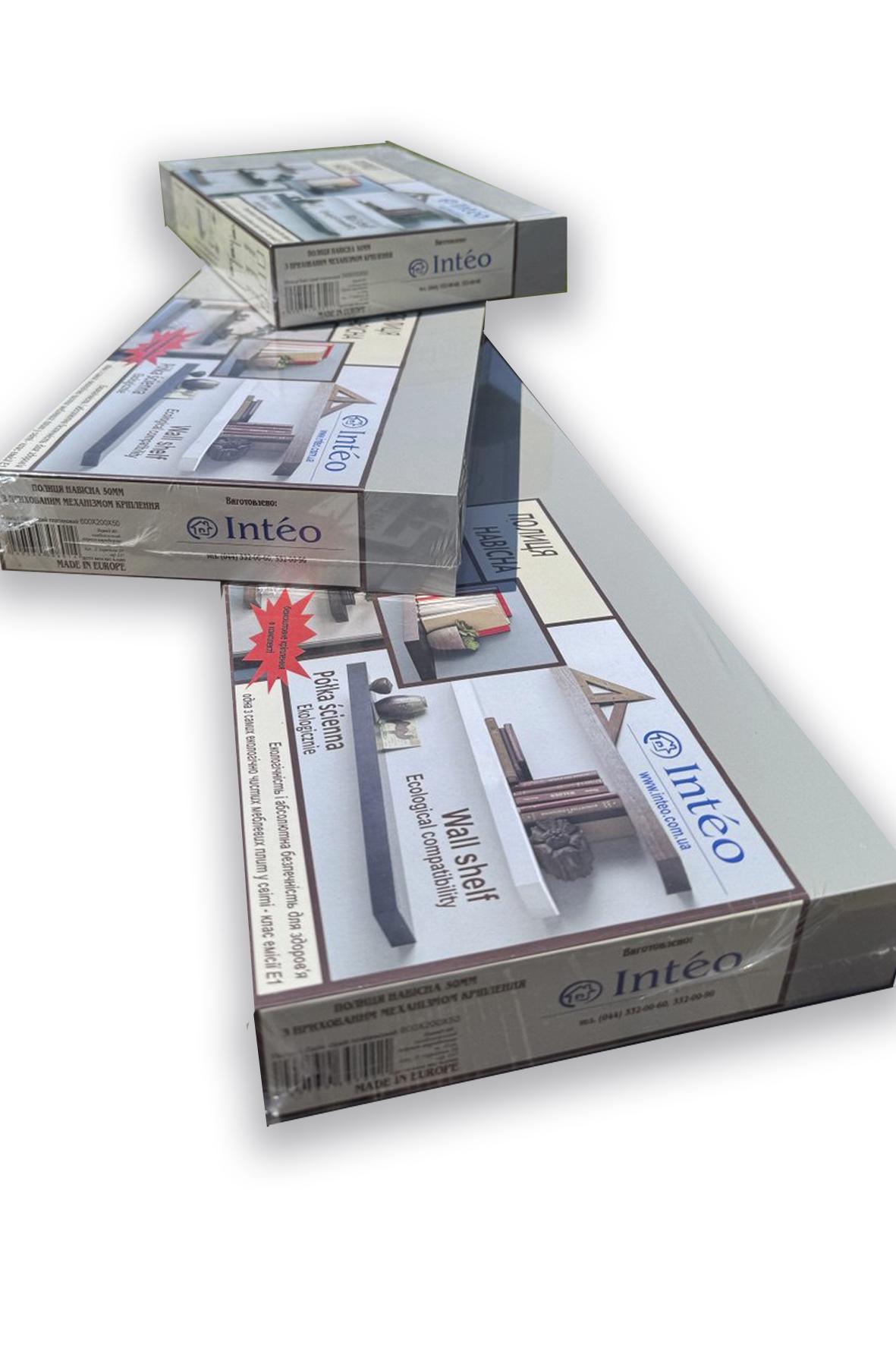 Полка Inteo Лайн 290х200х50 мм Серый платиновый - фото 3 Полка Inteo Лайн 290х200х50 мм Серый платиновый - фото 3