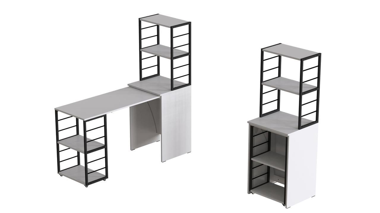 Стіл-тумба трансформер Ferrum-decor Смарт 3/1 з етажеркою метал/ДСП 16 мм 1430x1450x500 мм Чорний/Білий (FRD-105109) - фото 8 Стіл-тумба трансформер Ferrum-decor Смарт 3/1 з етажеркою метал/ДСП 16 мм 1430x1450x500 мм Чорний/Білий (FRD-105109) - фото 8