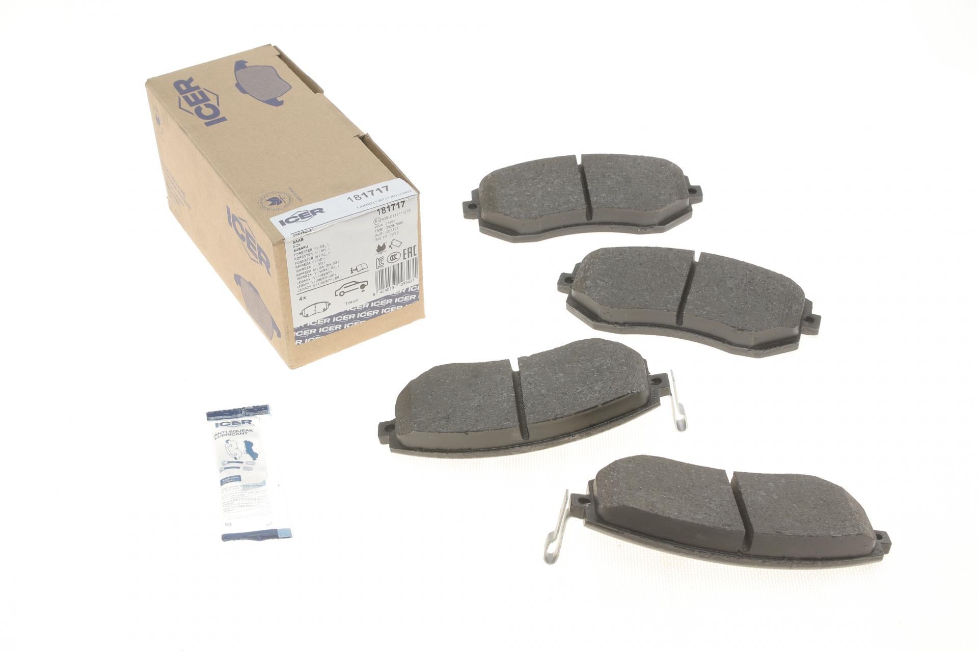 Колодки тормозные передние ICER 181717 Subaru Forester 02-/Impreza 00-/Legacy 03-14/Outback 03-